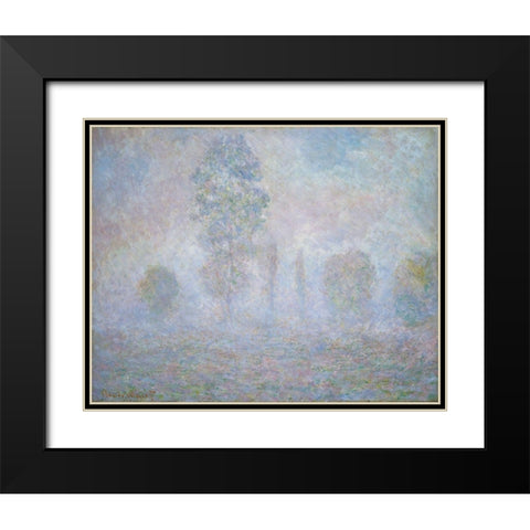 Morning Haze Black Modern Wood Framed Art Print with Double Matting by Monet, Claude
