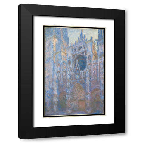 Rouen Cathedral, West Façade Black Modern Wood Framed Art Print with Double Matting by Monet, Claude