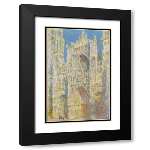 Rouen Cathedral, West Façade, Sunlight Black Modern Wood Framed Art Print with Double Matting by Monet, Claude