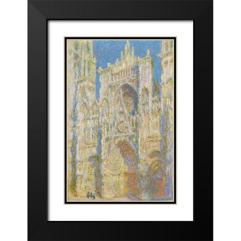 Rouen Cathedral, West Façade, Sunlight Black Modern Wood Framed Art Print with Double Matting by Monet, Claude