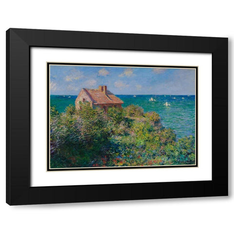 Fishermans Cottage Black Modern Wood Framed Art Print with Double Matting by Monet, Claude