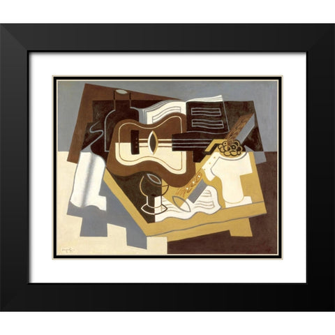 Guitar with Clarinet Black Modern Wood Framed Art Print with Double Matting by Gris, Juan