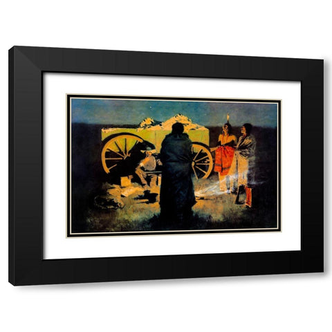 Shotgun Hospitality Black Modern Wood Framed Art Print with Double Matting by Remington, Frederic