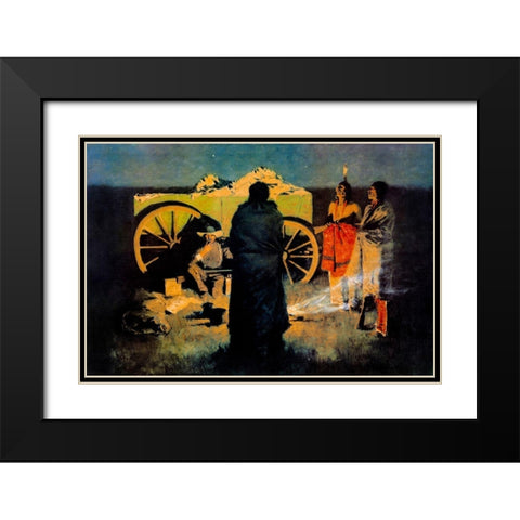 Shotgun Hospitality Black Modern Wood Framed Art Print with Double Matting by Remington, Frederic