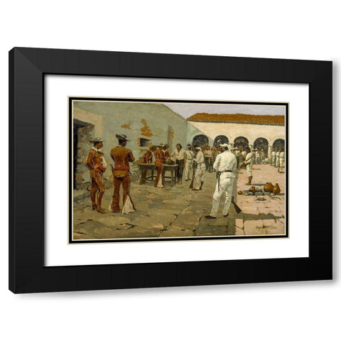 The Mier Expedition The Drawing of the Black Bean Black Modern Wood Framed Art Print with Double Matting by Remington, Frederic