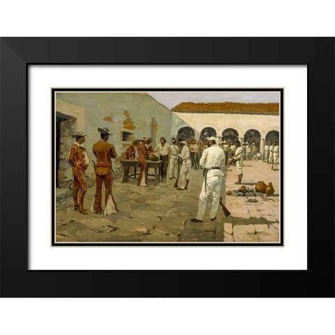 The Mier Expedition The Drawing of the Black Bean Black Modern Wood Framed Art Print with Double Matting by Remington, Frederic