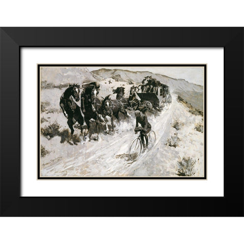The Right of the Road Black Modern Wood Framed Art Print with Double Matting by Remington, Frederic