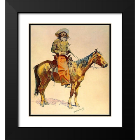 Arizona cowboy Black Modern Wood Framed Art Print with Double Matting by Remington, Frederic