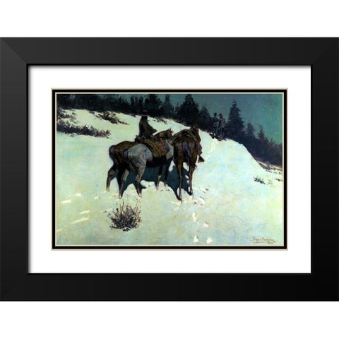 A Reconnaissance Black Modern Wood Framed Art Print with Double Matting by Remington, Frederic