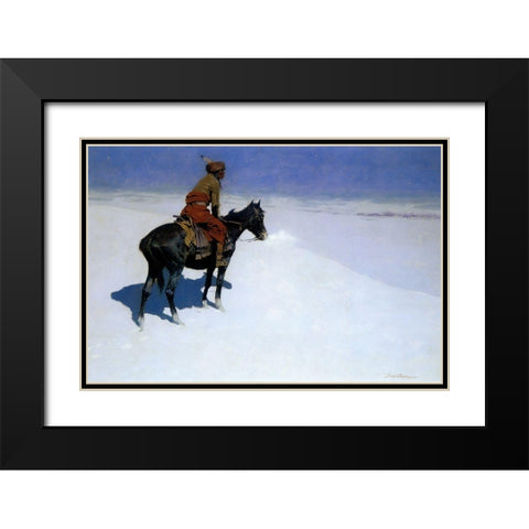 The Scout, Friends or Foes Black Modern Wood Framed Art Print with Double Matting by Remington, Frederic