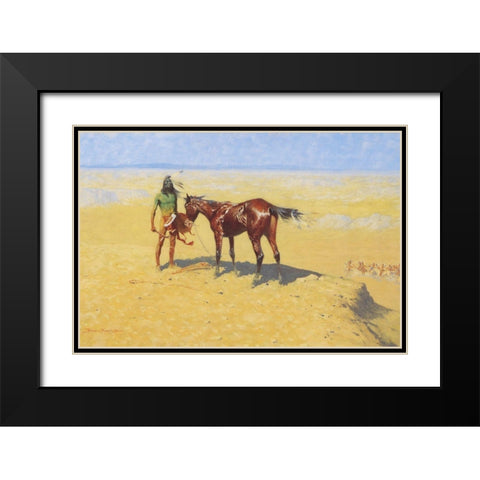 Ridden Down Black Modern Wood Framed Art Print with Double Matting by Remington, Frederic