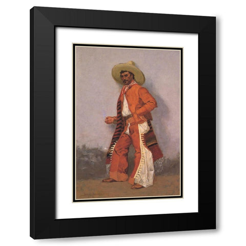 A Vaquero Red Black Modern Wood Framed Art Print with Double Matting by Remington, Frederic