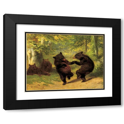 Dancing Bears Black Modern Wood Framed Art Print with Double Matting by Beard, William Holbrook