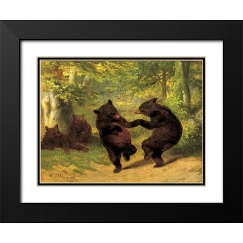 Dancing Bears Black Modern Wood Framed Art Print with Double Matting by Beard, William Holbrook