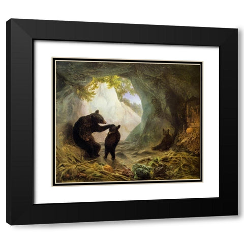 Bear and Cubs Black Modern Wood Framed Art Print with Double Matting by Beard, William Holbrook