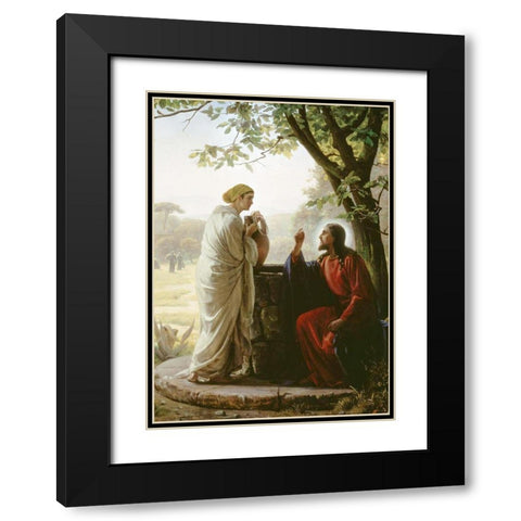 Woman at the Well Black Modern Wood Framed Art Print with Double Matting by Bloch, Carl