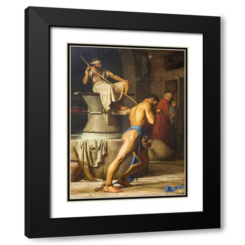 Samson and the Philistines Black Modern Wood Framed Art Print with Double Matting by Bloch, Carl