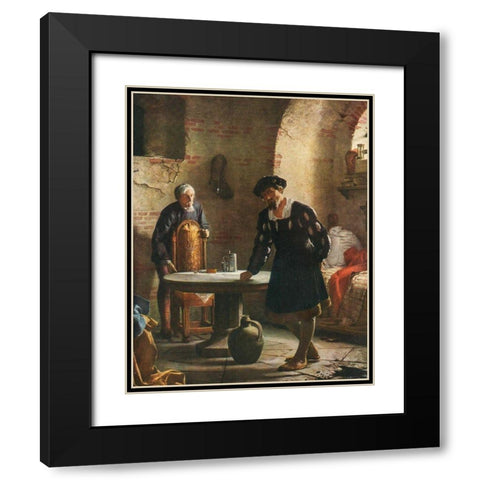 Christian II imprisoned in the tower at Sonderborg castle Black Modern Wood Framed Art Print with Double Matting by Bloch, Carl