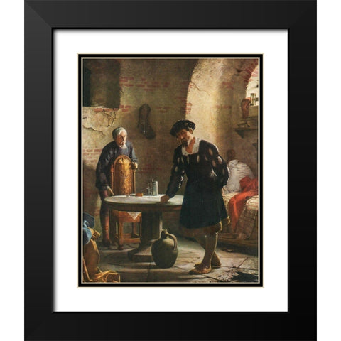 Christian II imprisoned in the tower at Sonderborg castle Black Modern Wood Framed Art Print with Double Matting by Bloch, Carl