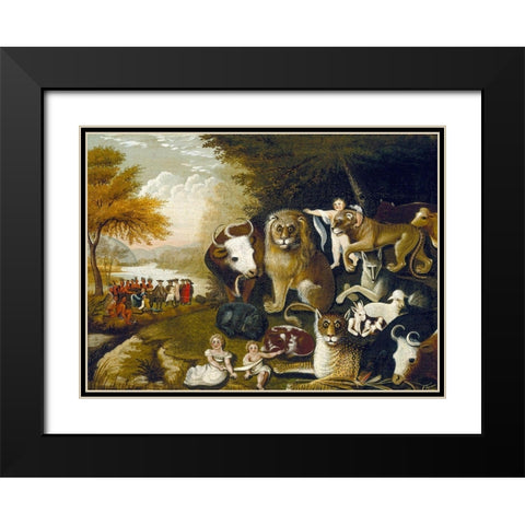 The Peaceable Kingdom III Black Modern Wood Framed Art Print with Double Matting by Hicks, Edward