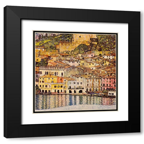 Malcesine On Lake Garda 1913 Black Modern Wood Framed Art Print with Double Matting by Klimt, Gustav