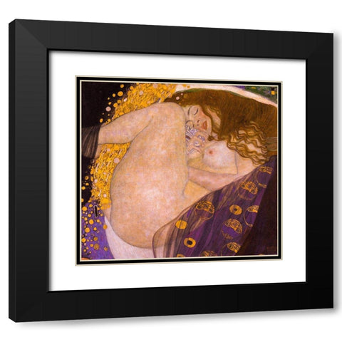 Danae Black Modern Wood Framed Art Print with Double Matting by Klimt, Gustav