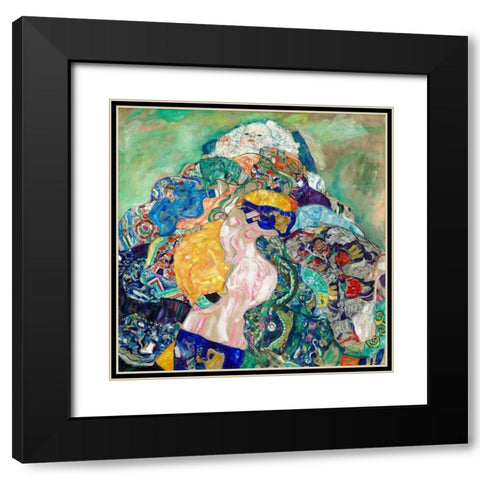 Baby Cradle Black Modern Wood Framed Art Print with Double Matting by Klimt, Gustav
