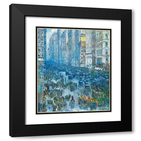 Fifth Avenue, 1919 Black Modern Wood Framed Art Print with Double Matting by Hassam, Childe