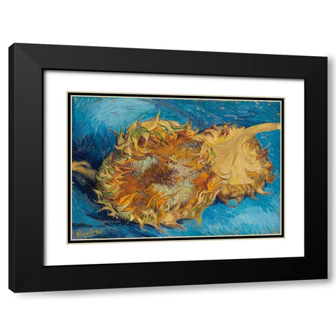 Sunflowers (1887) Black Modern Wood Framed Art Print with Double Matting by Van Gogh, Vincent