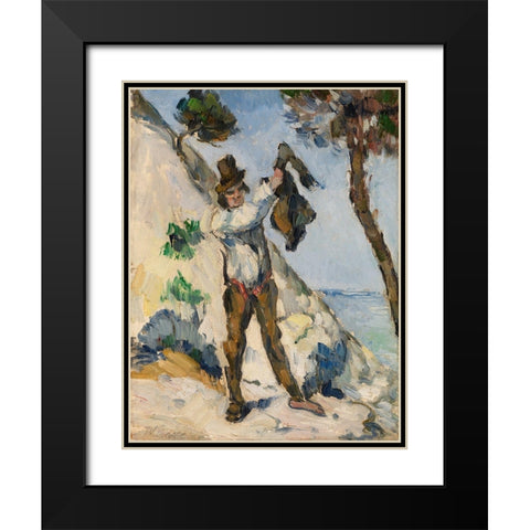 Man with a Vest Black Modern Wood Framed Art Print with Double Matting by Cezanne, Paul