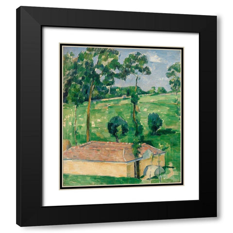The Spring House Black Modern Wood Framed Art Print with Double Matting by Cezanne, Paul