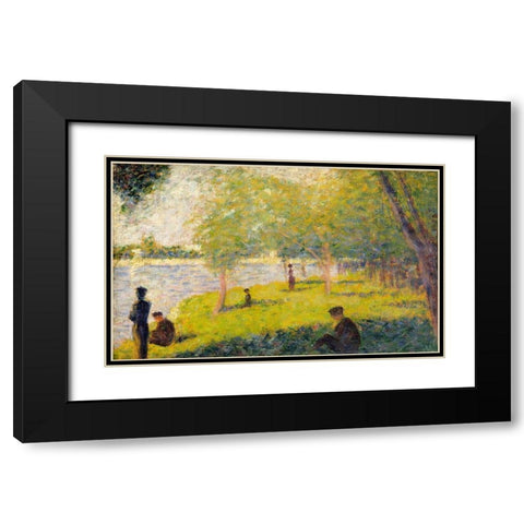 Study for a Sunday on La Grande Jatte Black Modern Wood Framed Art Print with Double Matting by Seurat, Georges