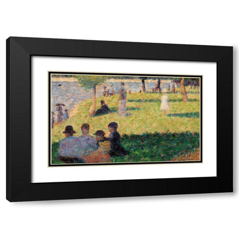 Group of Figures Black Modern Wood Framed Art Print with Double Matting by Seurat, Georges