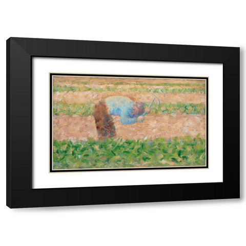 Man with a Hoe Black Modern Wood Framed Art Print with Double Matting by Seurat, Georges