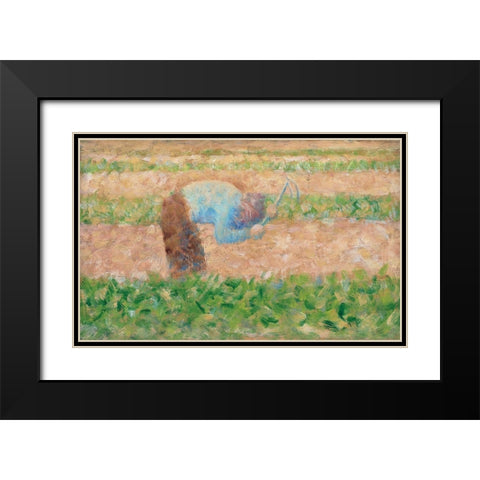 Man with a Hoe Black Modern Wood Framed Art Print with Double Matting by Seurat, Georges