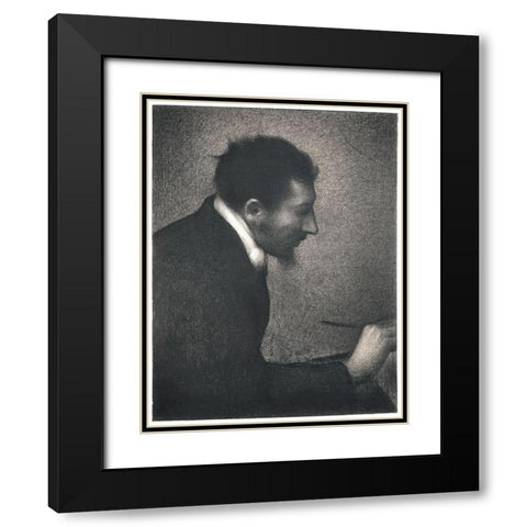Aman-Jean, Portrait of Edmond Francois Aman-Jean Black Modern Wood Framed Art Print with Double Matting by Seurat, Georges