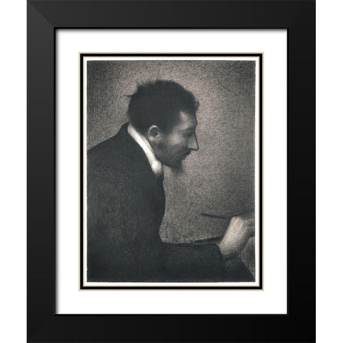 Aman-Jean, Portrait of Edmond Francois Aman-Jean Black Modern Wood Framed Art Print with Double Matting by Seurat, Georges