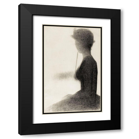 Seated Woman with a Parasol  Black Modern Wood Framed Art Print with Double Matting by Seurat, Georges