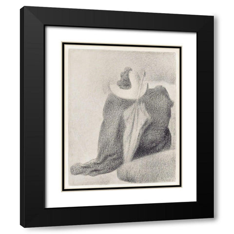 Still Life With Hat, Parasol, and Clothes on a Chair Black Modern Wood Framed Art Print with Double Matting by Seurat, Georges