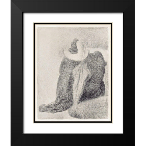 Still Life With Hat, Parasol, and Clothes on a Chair Black Modern Wood Framed Art Print with Double Matting by Seurat, Georges