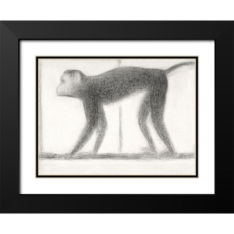 Monkey Black Modern Wood Framed Art Print with Double Matting by Seurat, Georges