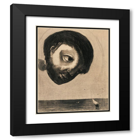 Guardian Spirit of the Waters Black Modern Wood Framed Art Print with Double Matting by Redon, Odilon