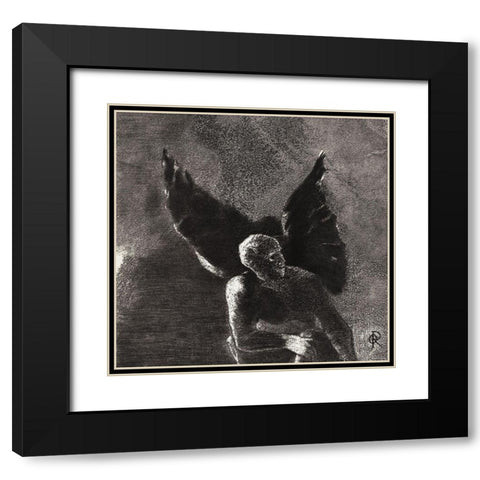 Glory and Praise To You, Satan, In the Heights of Heaven, Where You Reigned, and in the Depths of He Black Modern Wood Framed Art Print with Double Matting by Redon, Odilon