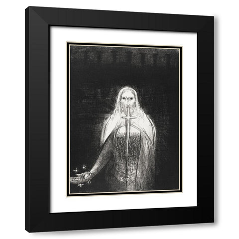 And He Had in His Right Hand Seven Stars, and Out of His Mouth Went a Sharp Two-Edged Sword Black Modern Wood Framed Art Print with Double Matting by Redon, Odilon