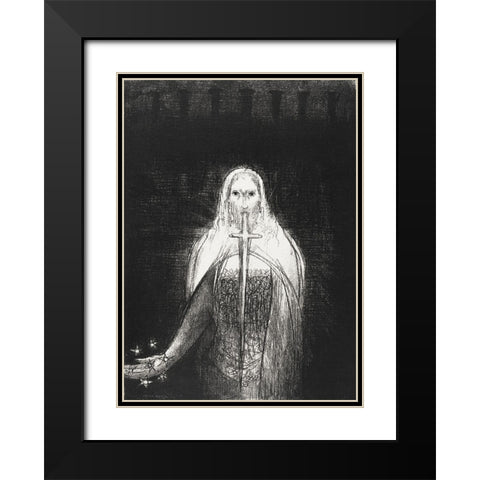 And He Had in His Right Hand Seven Stars, and Out of His Mouth Went a Sharp Two-Edged Sword Black Modern Wood Framed Art Print with Double Matting by Redon, Odilon