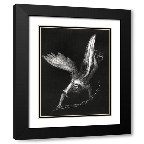 And I Saw an Angel Come Down From Heaven, Having the Key of the Bottomless Pit and a Great Chain in Black Modern Wood Framed Art Print with Double Matting by Redon, Odilon