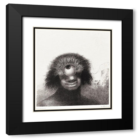 The Deformed Polyp Floated on the Shores, a Sort of Smiling and Hideous Cyclops by the Flower Black Modern Wood Framed Art Print with Double Matting by Redon, Odilon