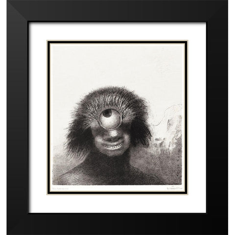 The Deformed Polyp Floated on the Shores, a Sort of Smiling and Hideous Cyclops by the Flower Black Modern Wood Framed Art Print with Double Matting by Redon, Odilon
