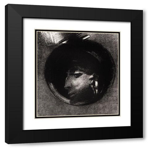 Auricular Cell Black Modern Wood Framed Art Print with Double Matting by Redon, Odilon