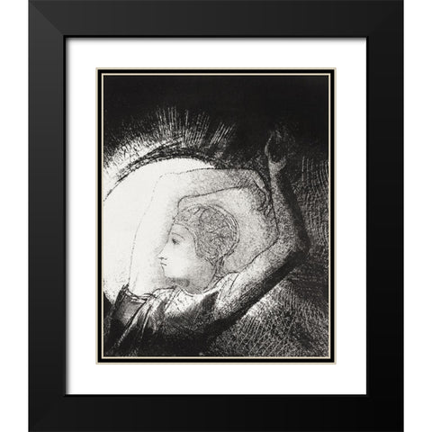 A Woman Clothed with a Sun  Black Modern Wood Framed Art Print with Double Matting by Redon, Odilon